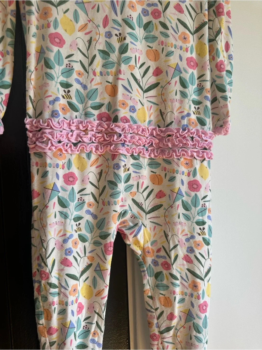 Magnetic Me Life’s Peachy Ruffle Romper Floral Modal 12-18M